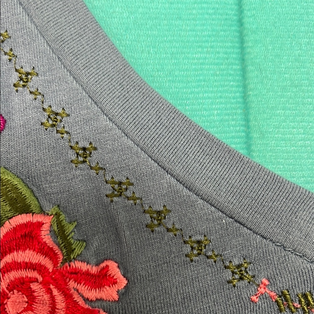 Sahalie Blue Tunic with Pink Floral Embroidery - Picture 7 of 7